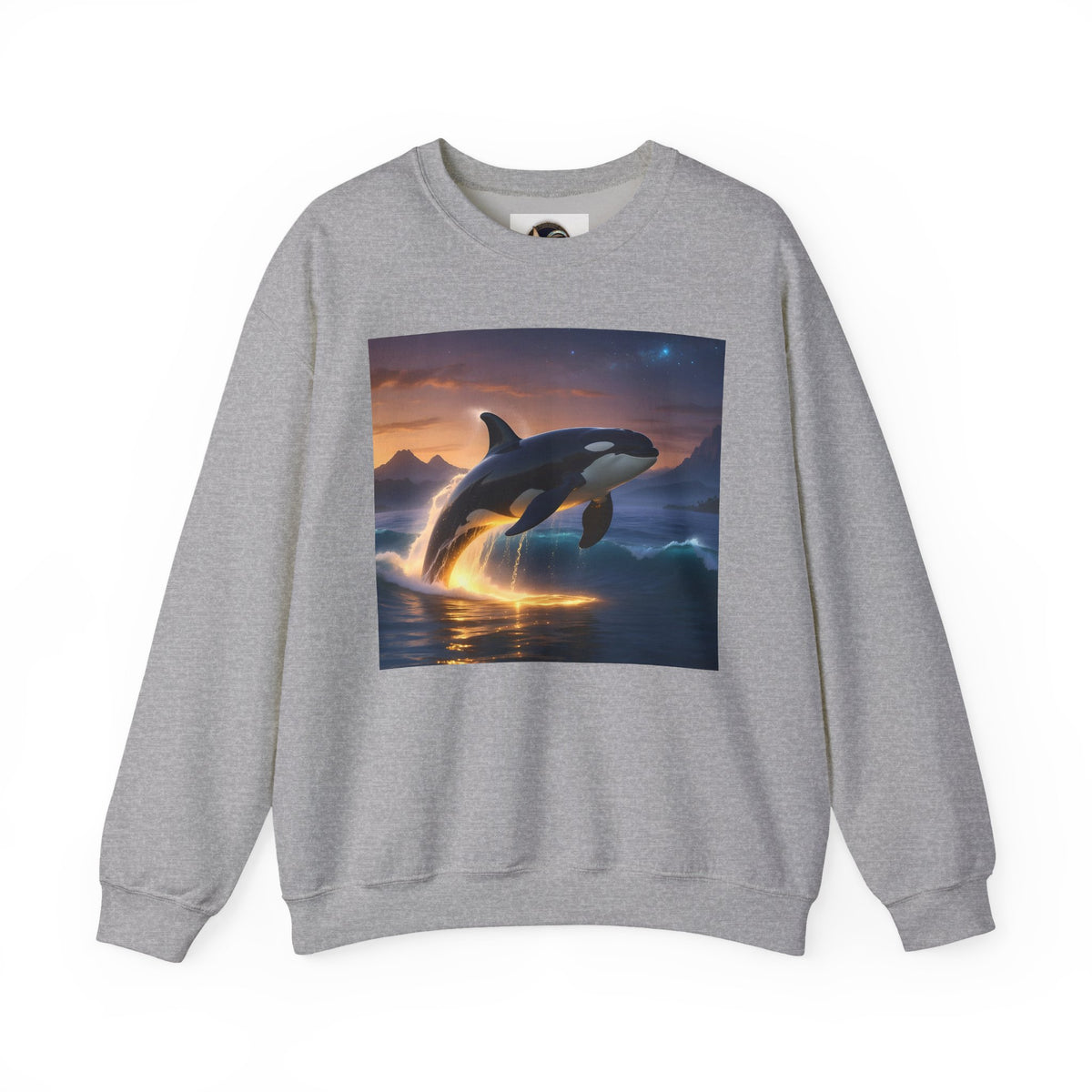 Orca Sunset Crewneck Sweatshirt — Majestic Killer Whale Graphic