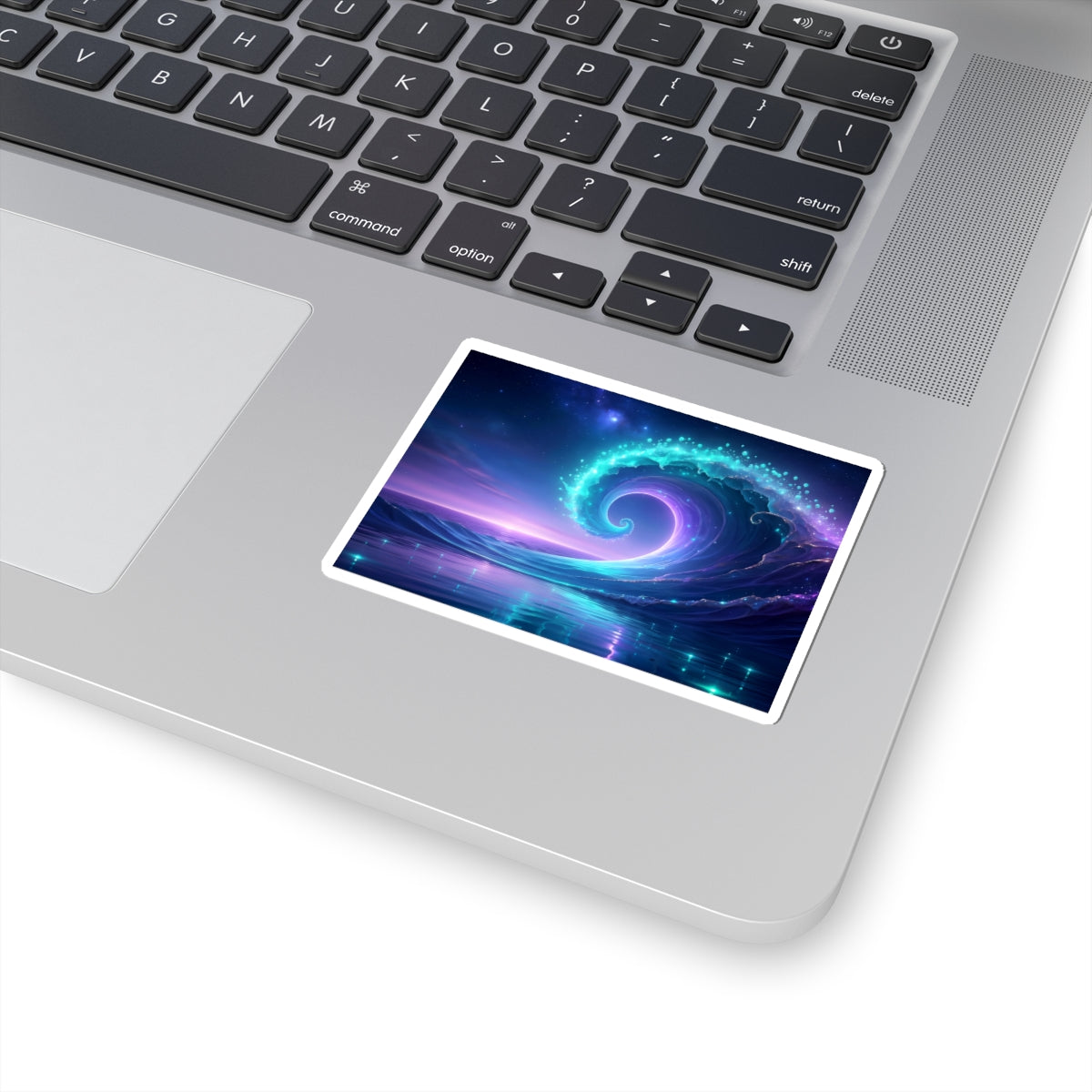 Mystic Ocean Wave Sticker — Neon Galaxy Surf Kiss-Cut Sticker