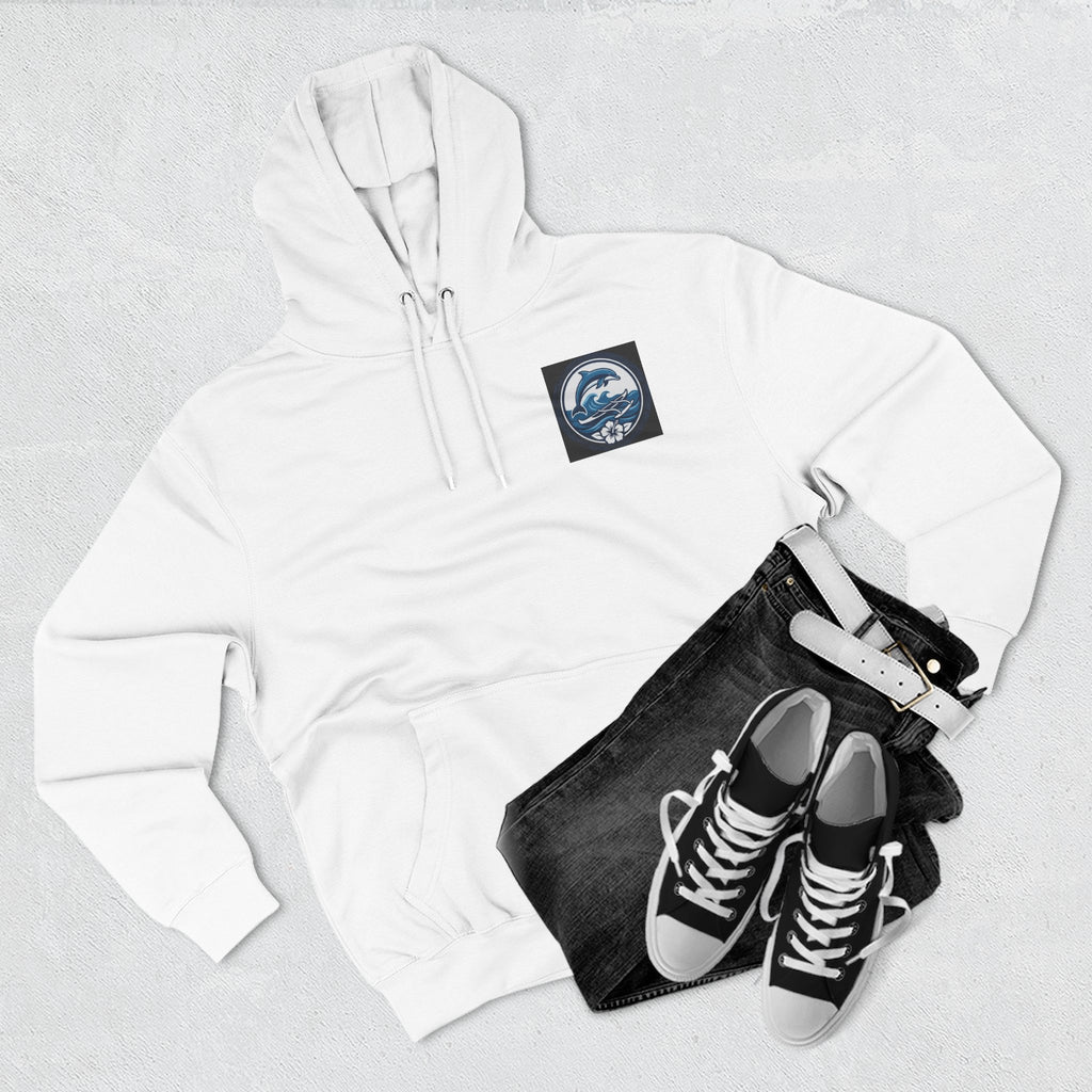 Dolphin Wave Fleece Hoodie — Coastal Hibiscus Graphic