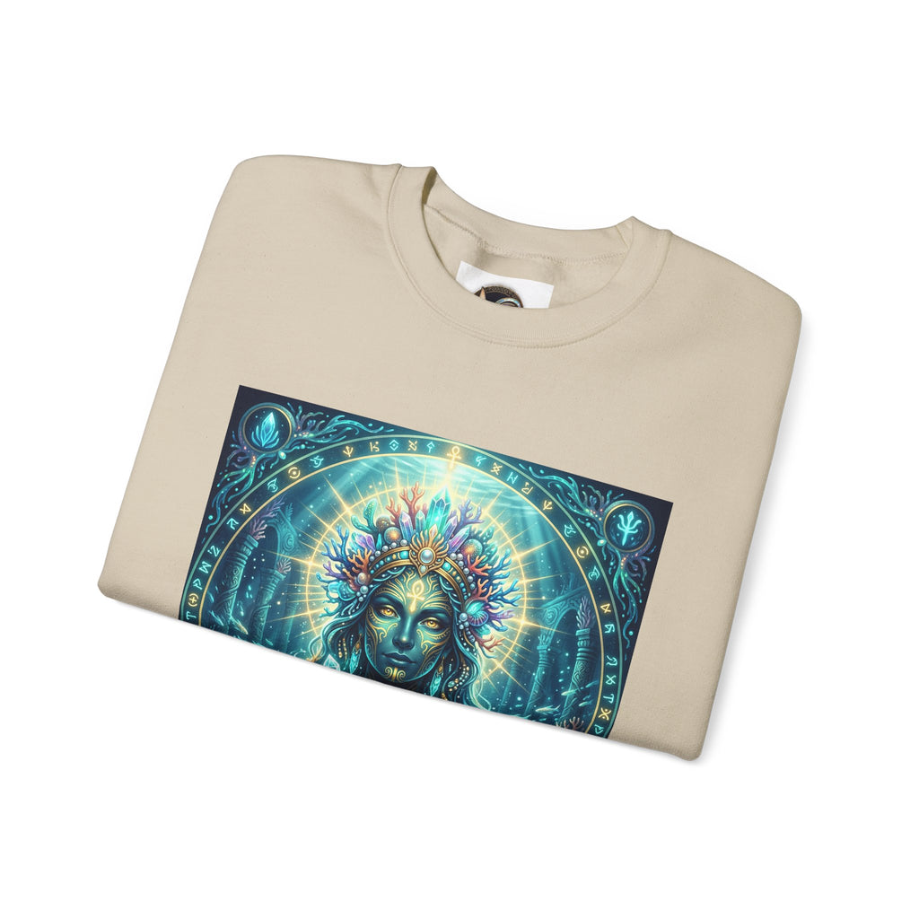 Mystic Goddess Crewneck Sweatshirt — Neon Spiritual Art Pullover