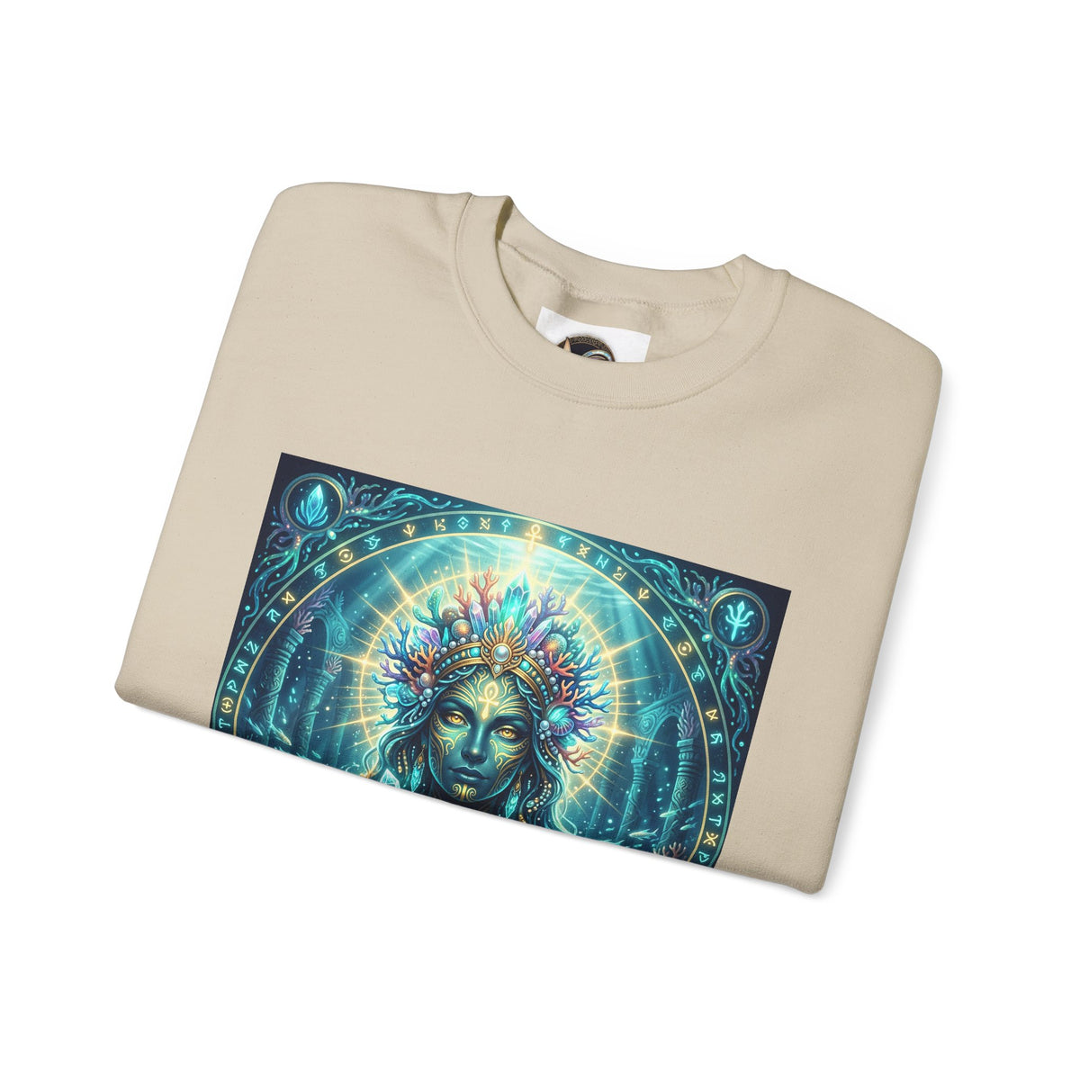 Mystic Goddess Crewneck Sweatshirt — Neon Spiritual Art Pullover