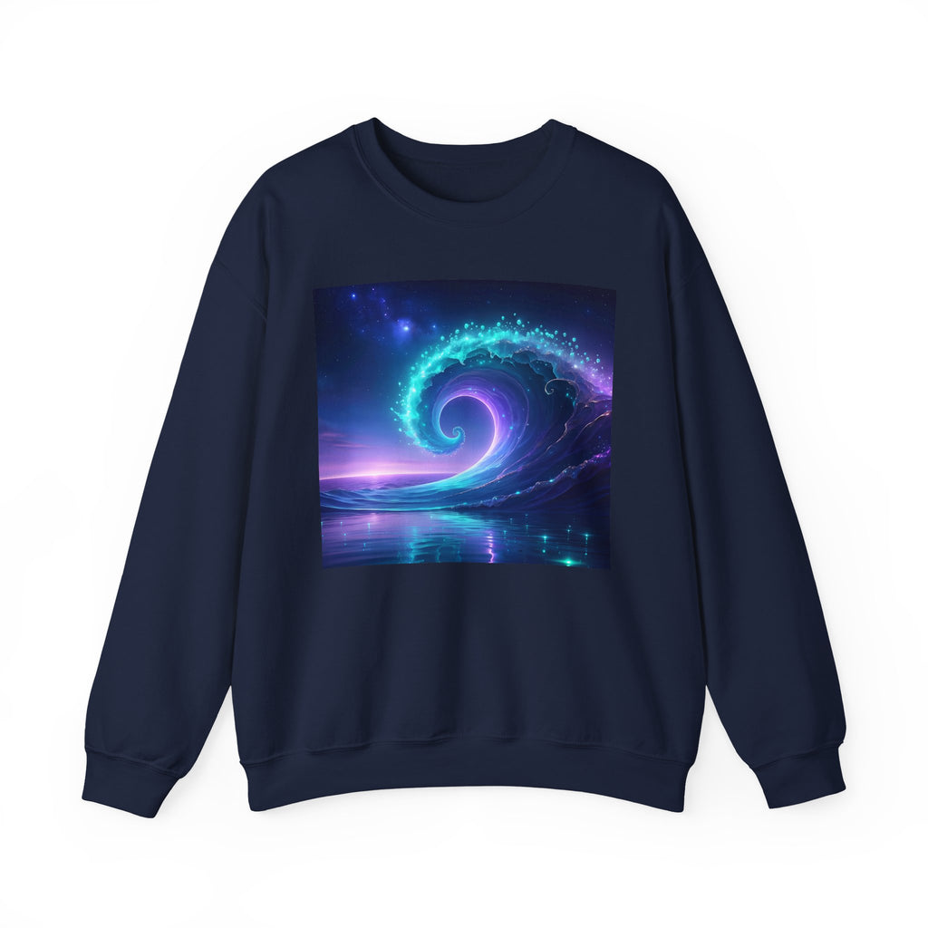 Cosmic Wave Crewneck Sweatshirt — Galaxy Spiral Graphic