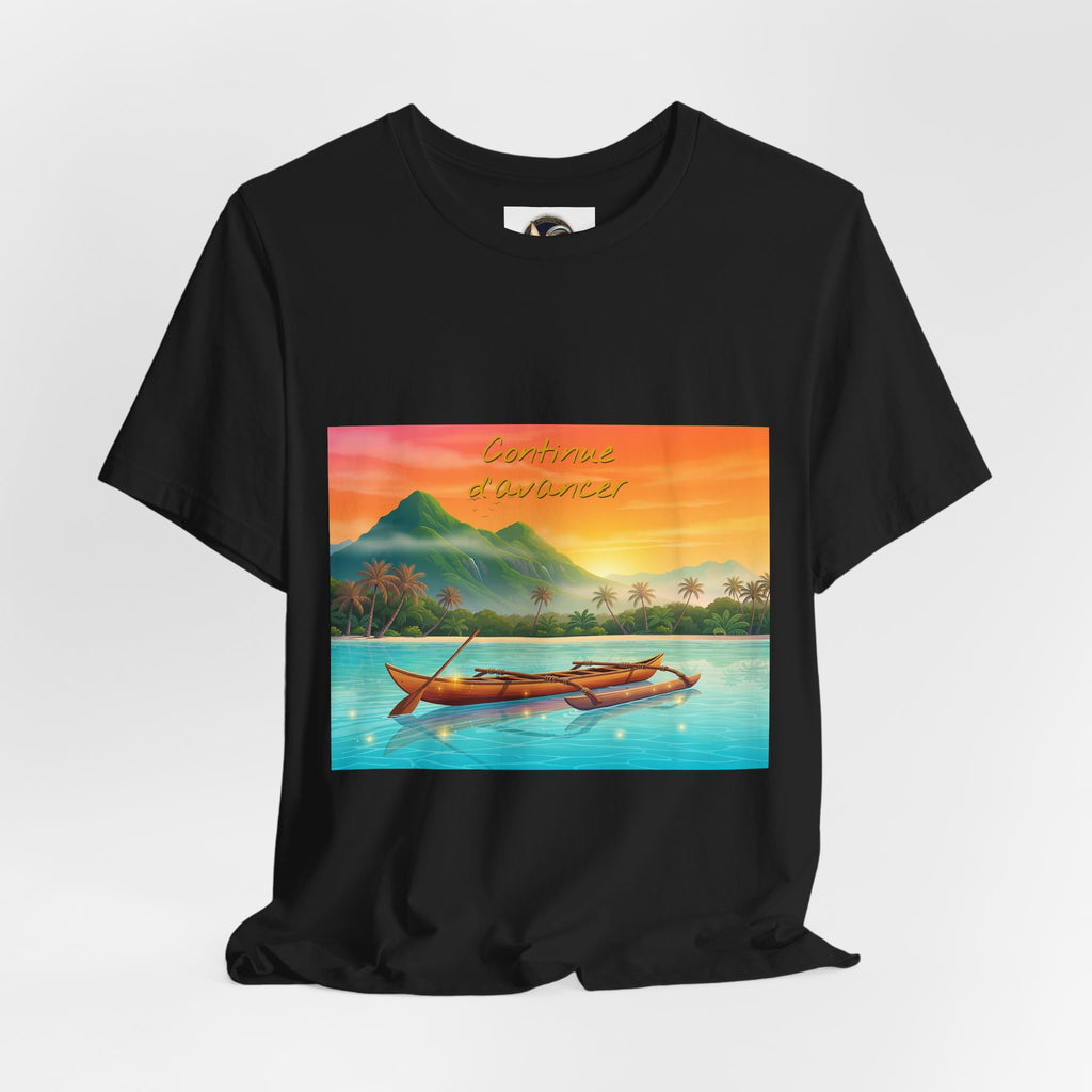 Sunset Longtail Boat Tee — Tropical Beach Graphic T-Shirt