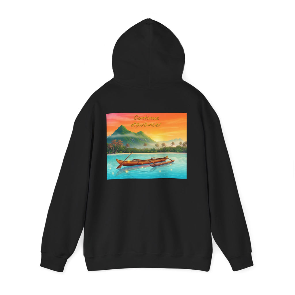 Tropical Sunset Hoodie — Scenic Boat & Island Print