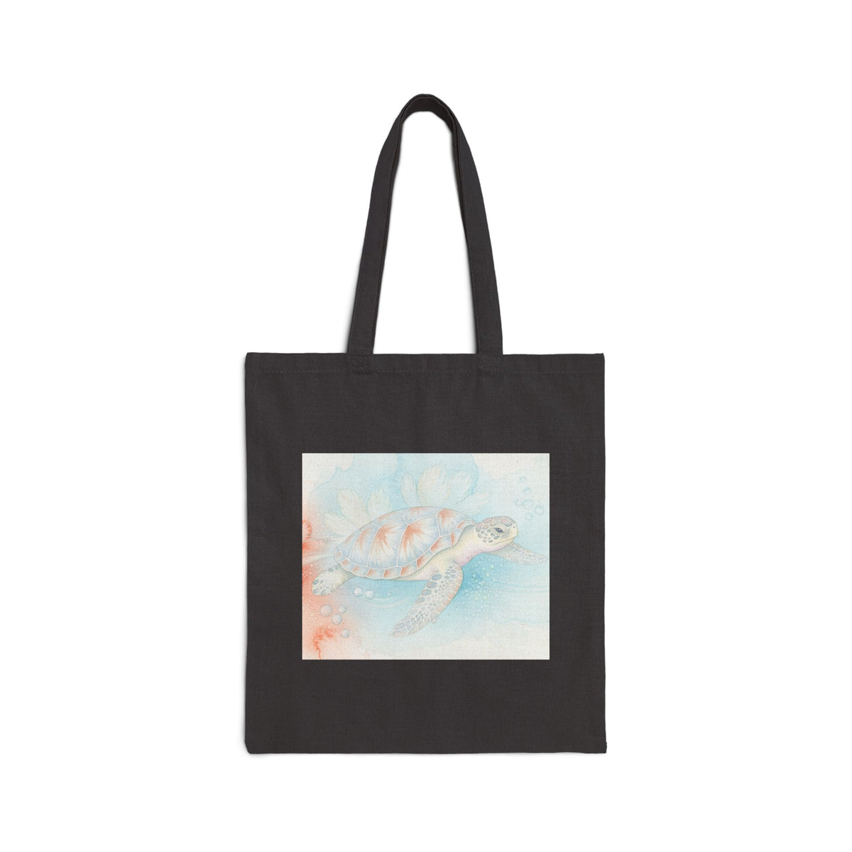 Sea Turtle Watercolor Canvas Tote Bag — Beachy Eco-Friendly Grocery Shopper