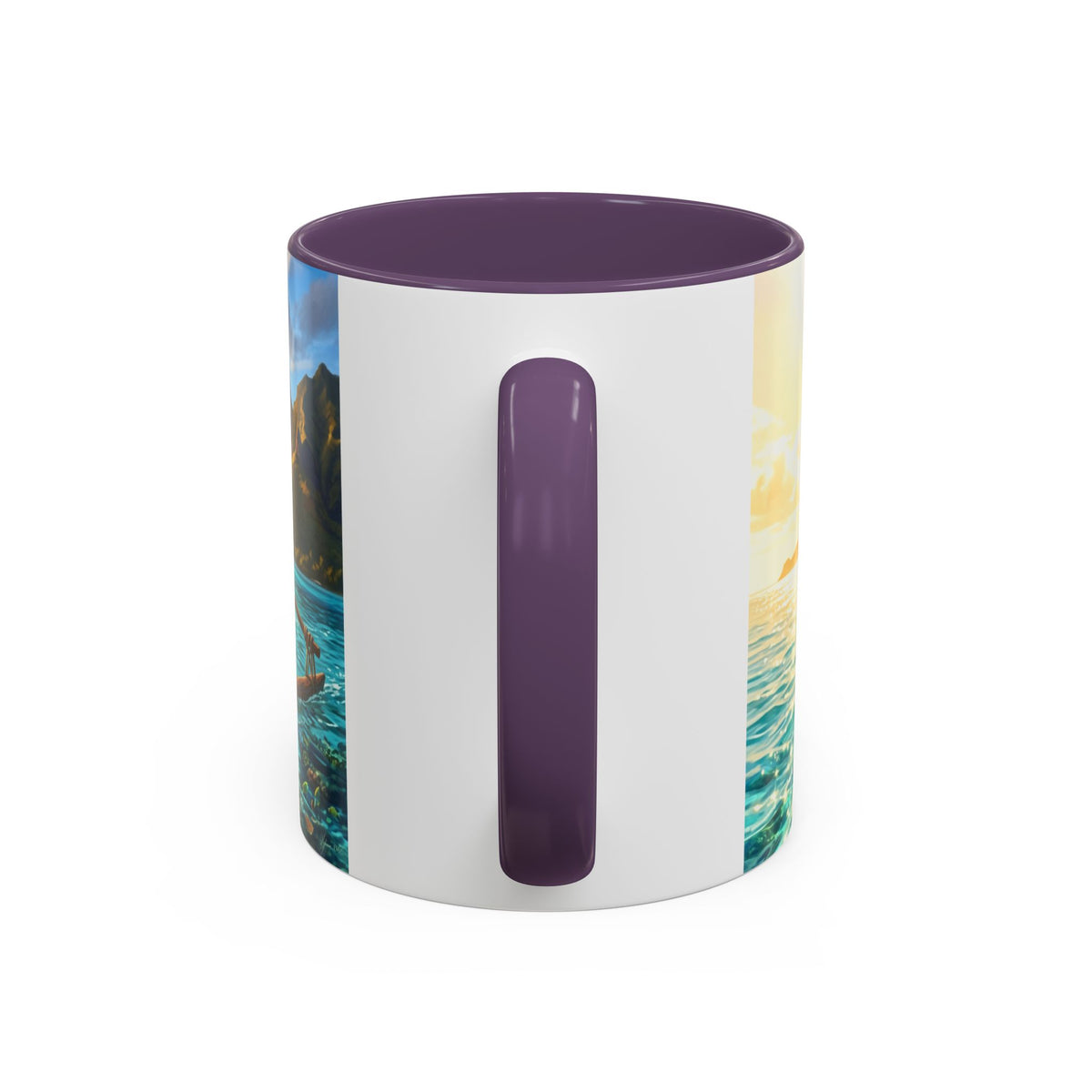 Tropical Canoe Coffee Mug — Ocean Dolphin Sunrise Scenic Mug (11/15oz)