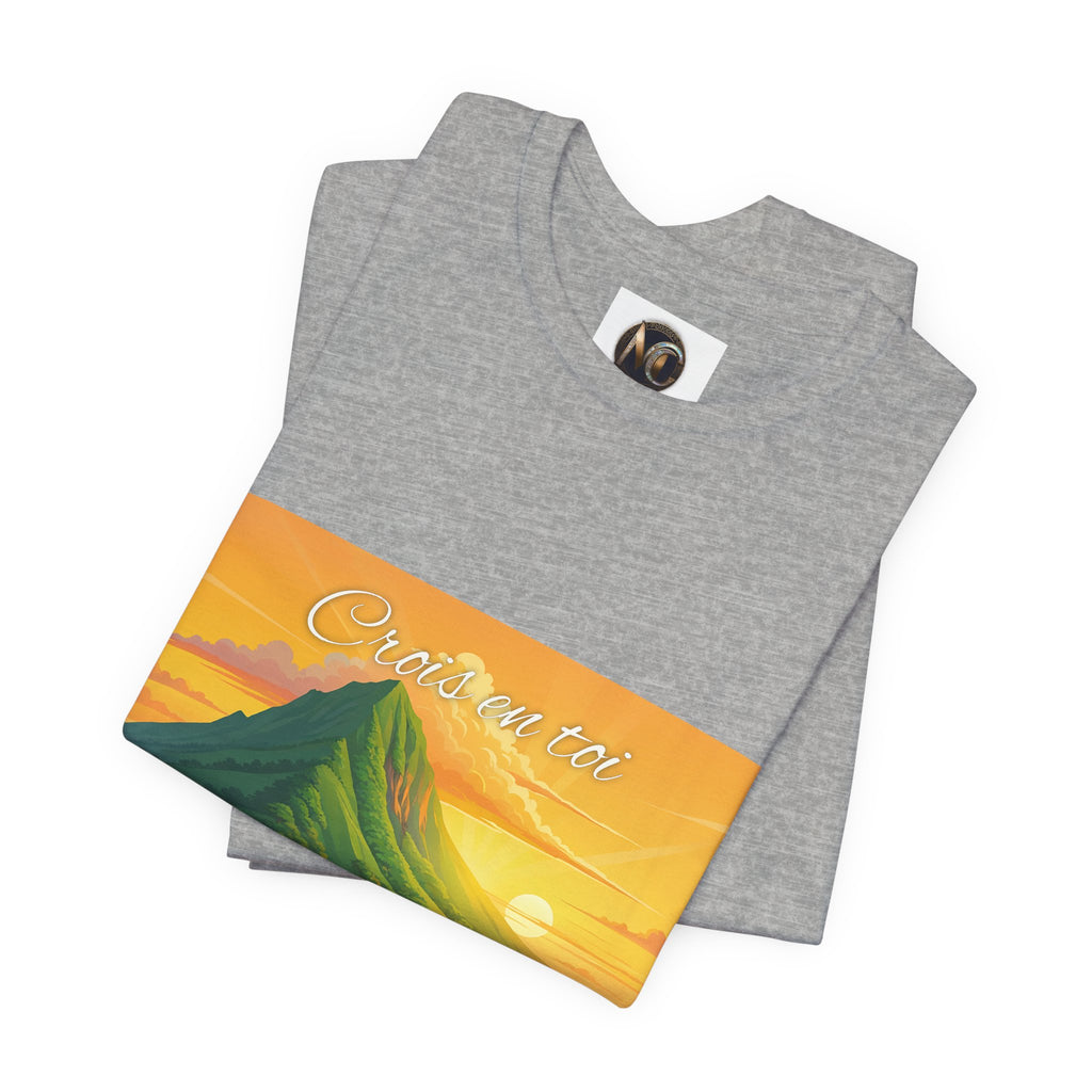 T-Shirt — Sunrise Mountain Landscape Tee with 'Oahu' Script