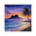 Tropical Sunset Sticker — Palm Trees Beach Wave Kiss-Cut Decal