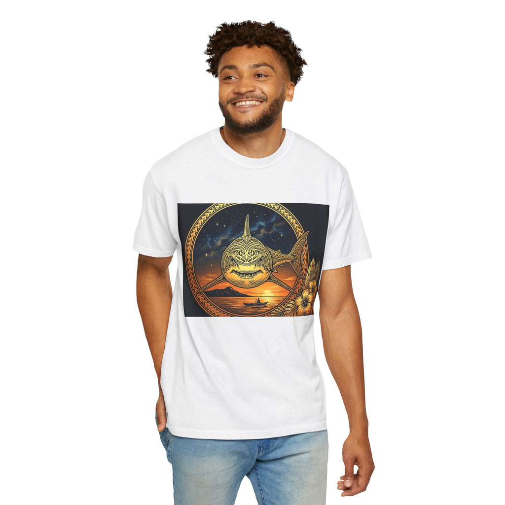 Shark Sunset Graphic T-Shirt — Vintage Nautical Ocean Tee