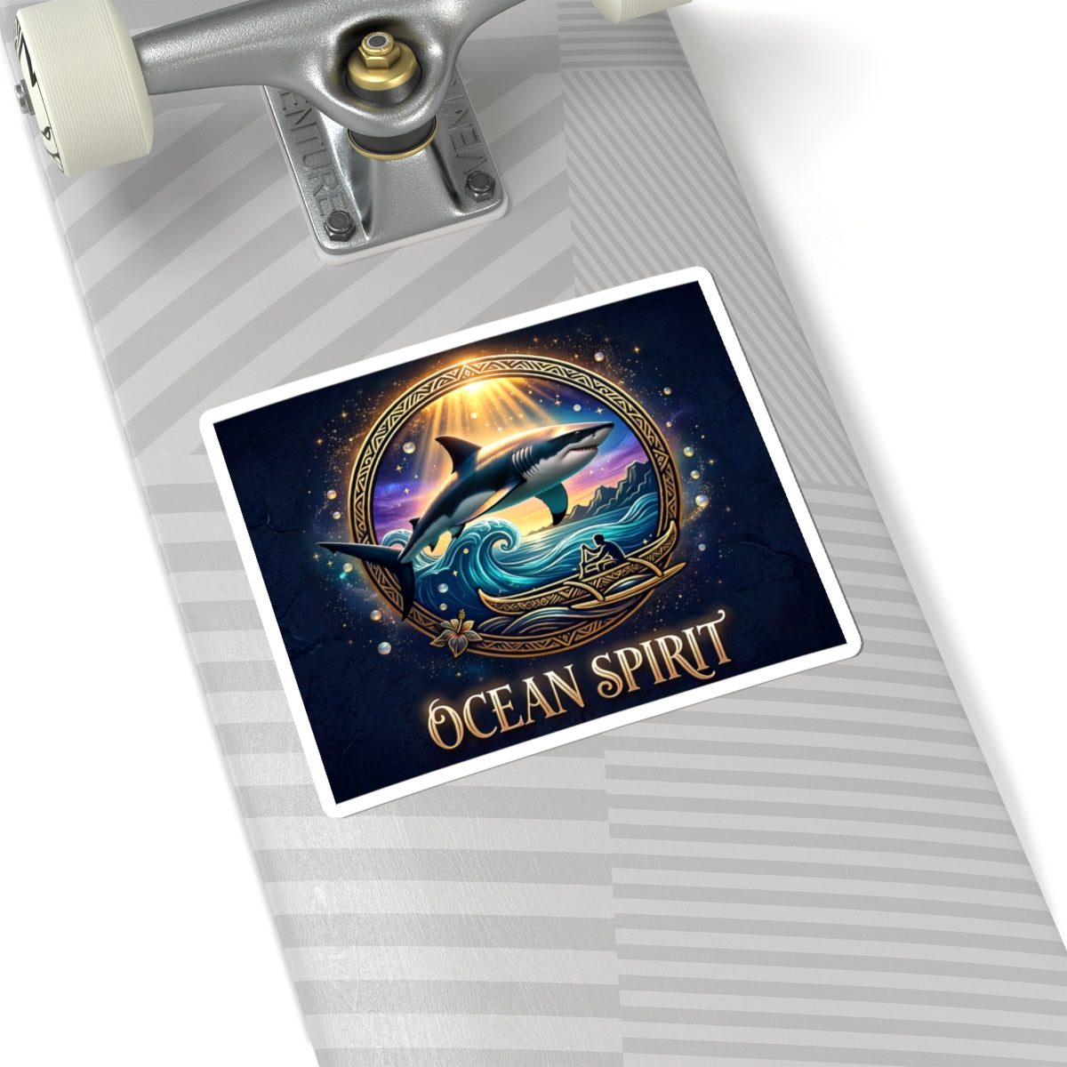 Ocean Spirit Shark Sticker — Nautical Whale Art Kiss-Cut Decal