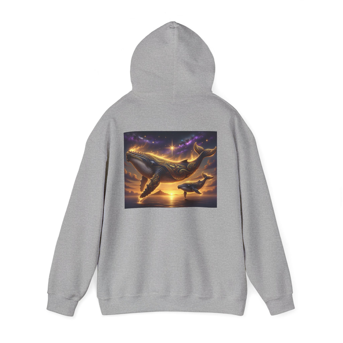 Sunset Whale Hoodie — Ocean Sunset Whale Art Pullover