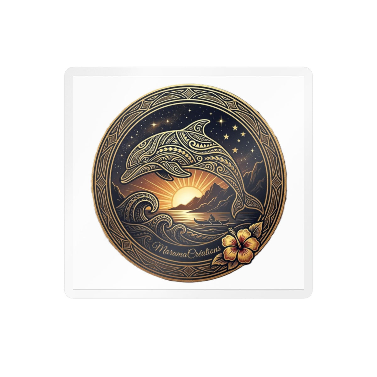 Dolphin Sunset Vinyl Decal — Tropical Ocean Kiss-Cut Sticker