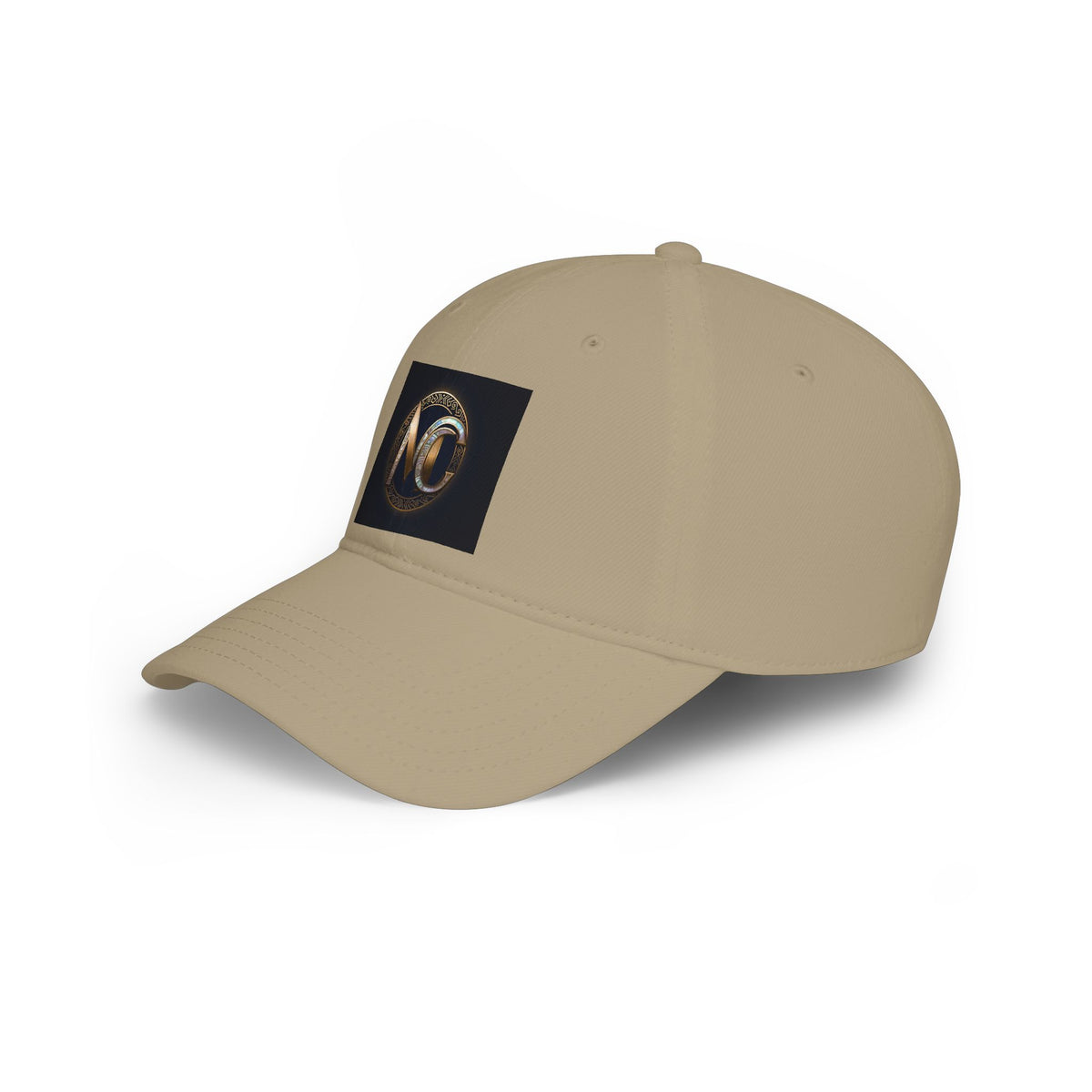 Low-profile baseball cap with gold and pearl emblem—bold minimalist hat