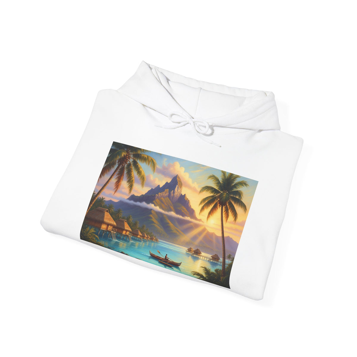 Tropical Sunset Hoodie — Vintage Island Beach Scene Pullover
