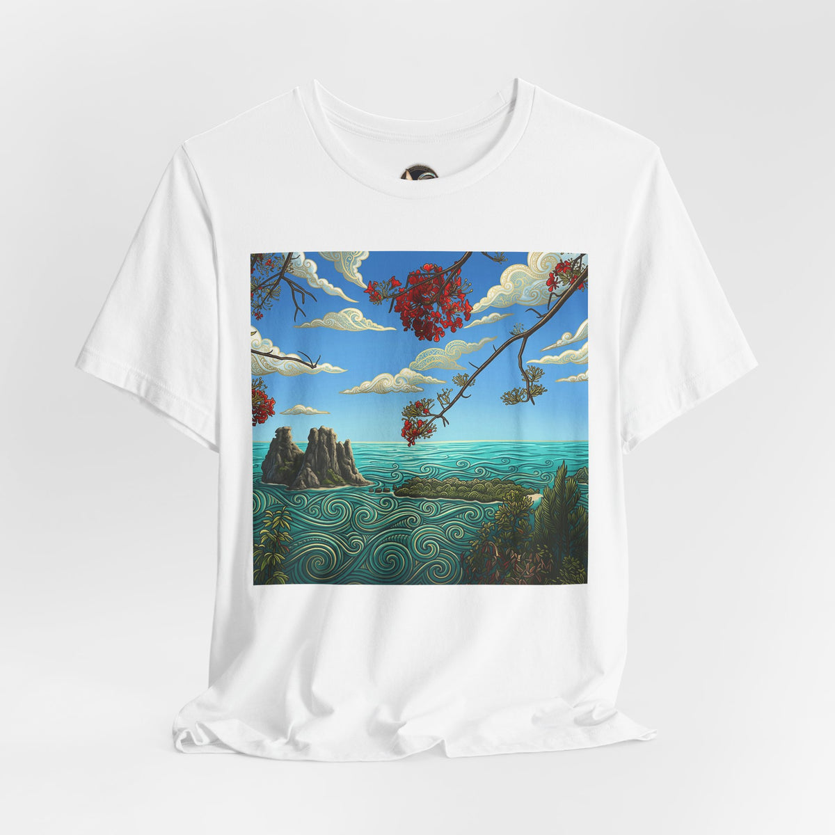 Surreal Beachscape Tee — Dreamy Sunset Ocean Art T-Shirt