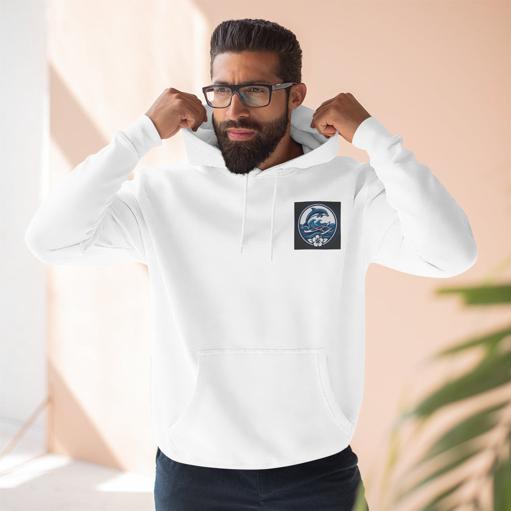 Dolphin Wave Fleece Hoodie — Coastal Hibiscus Graphic