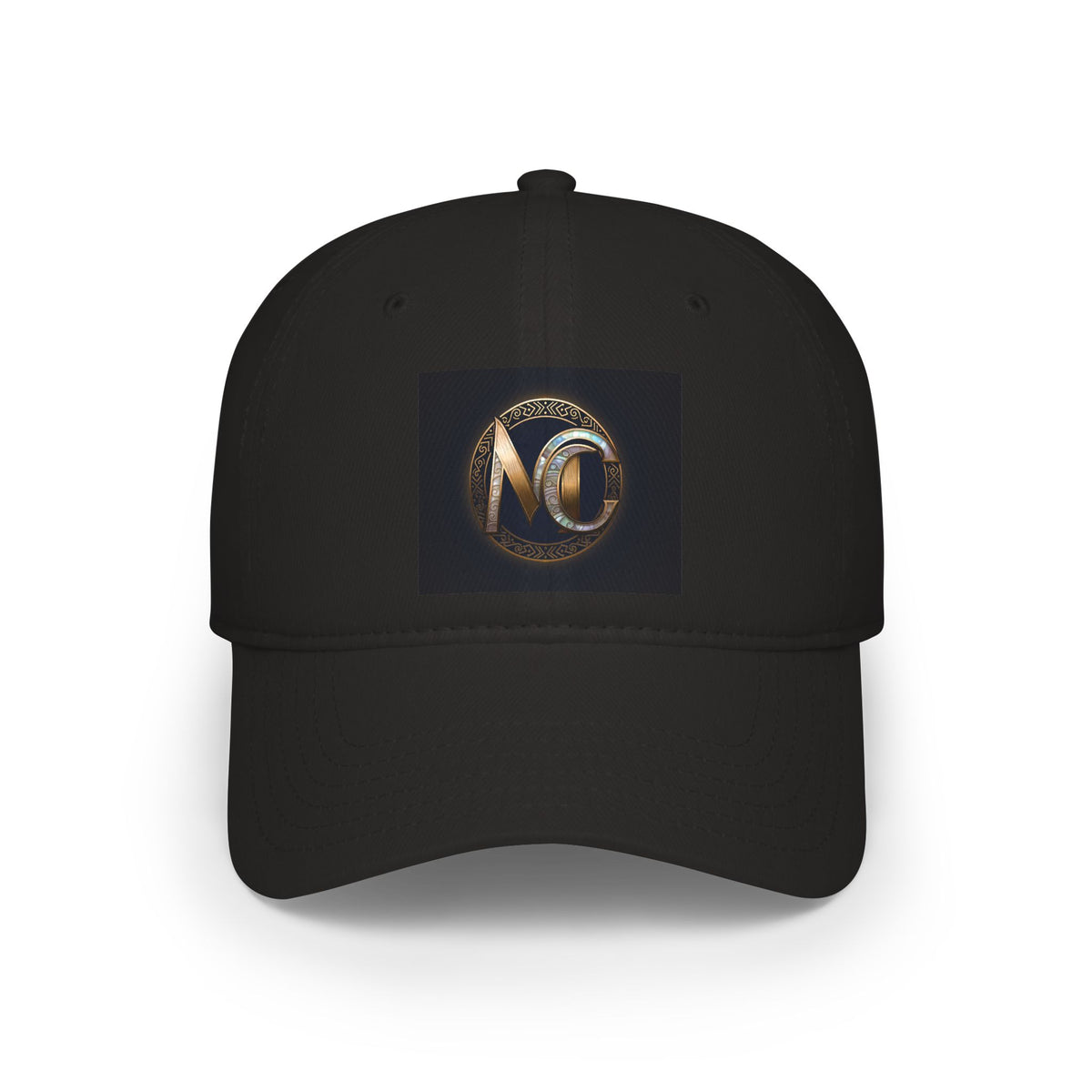 Low-profile baseball cap with gold and pearl emblem—bold minimalist hat