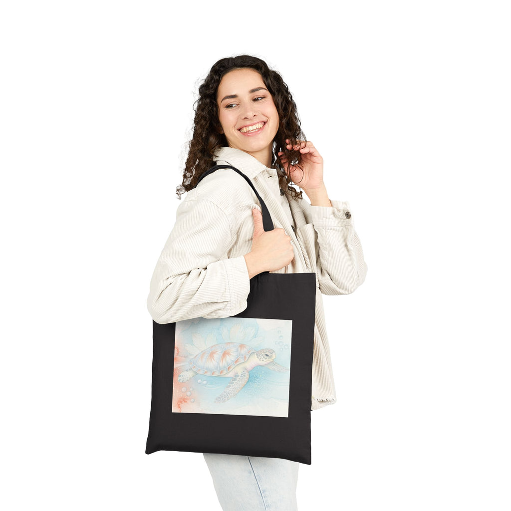 Sea Turtle Watercolor Canvas Tote Bag — Beachy Eco-Friendly Grocery Shopper