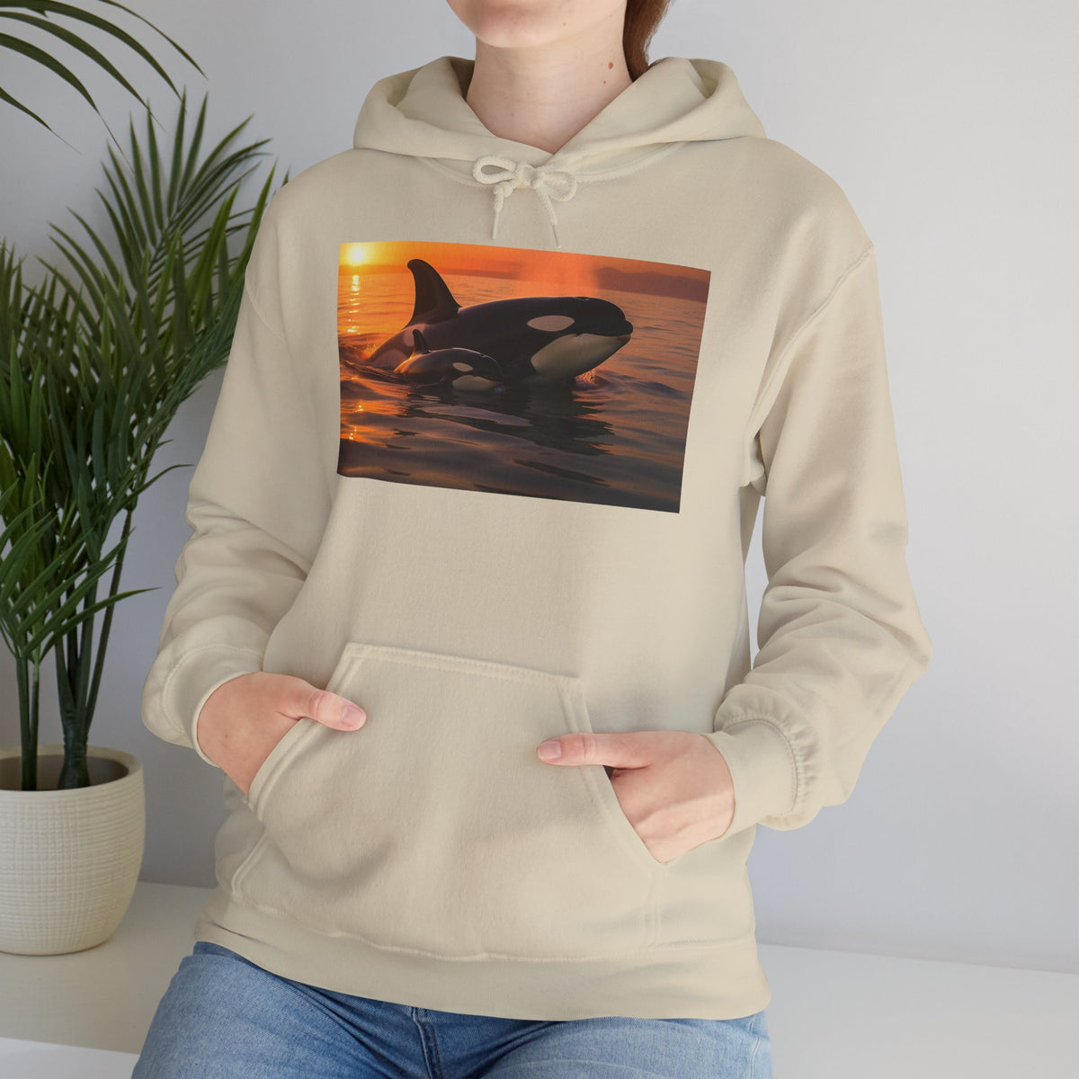 Orca Sunset Hoodie - Killer Whale Sunset Pullover for Marine Life Lovers