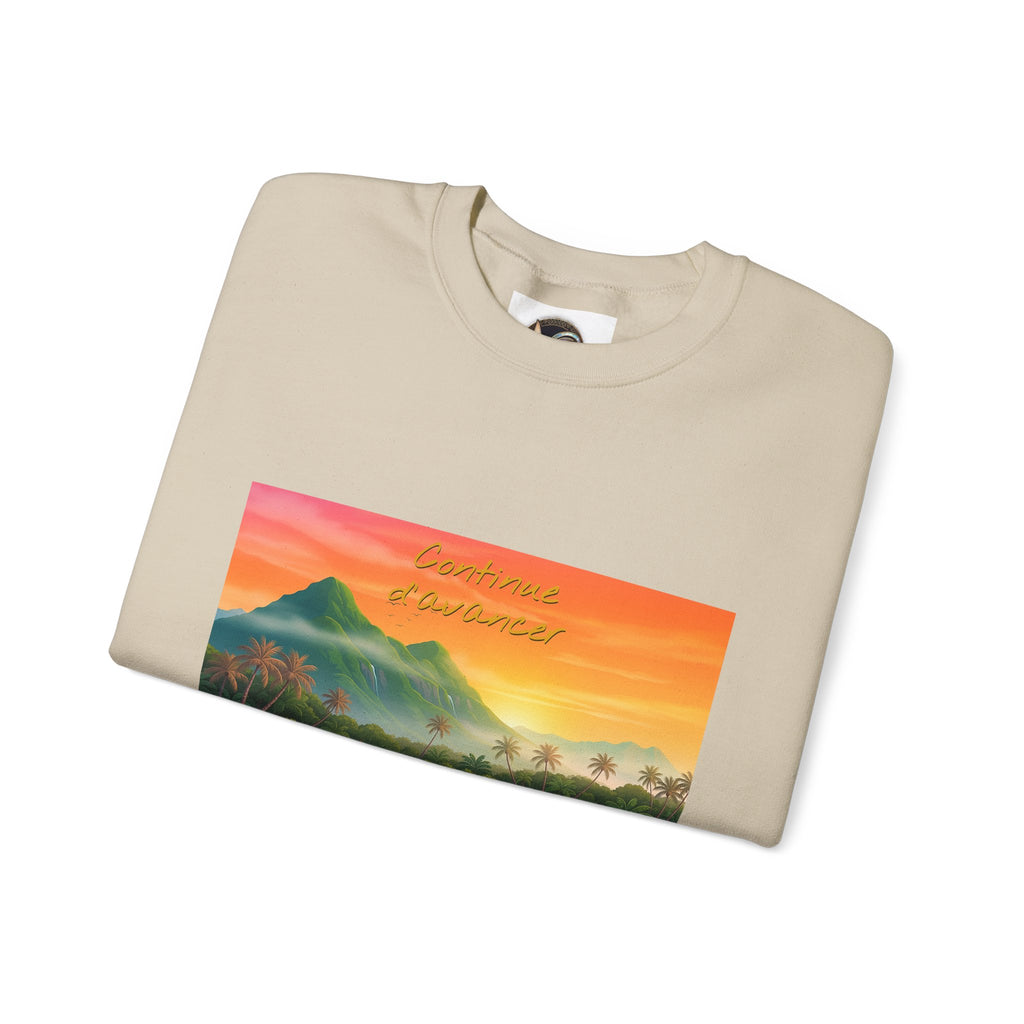 Tropical Sunset Crewneck Sweatshirt — Canoe on Calm Water Scenic Print