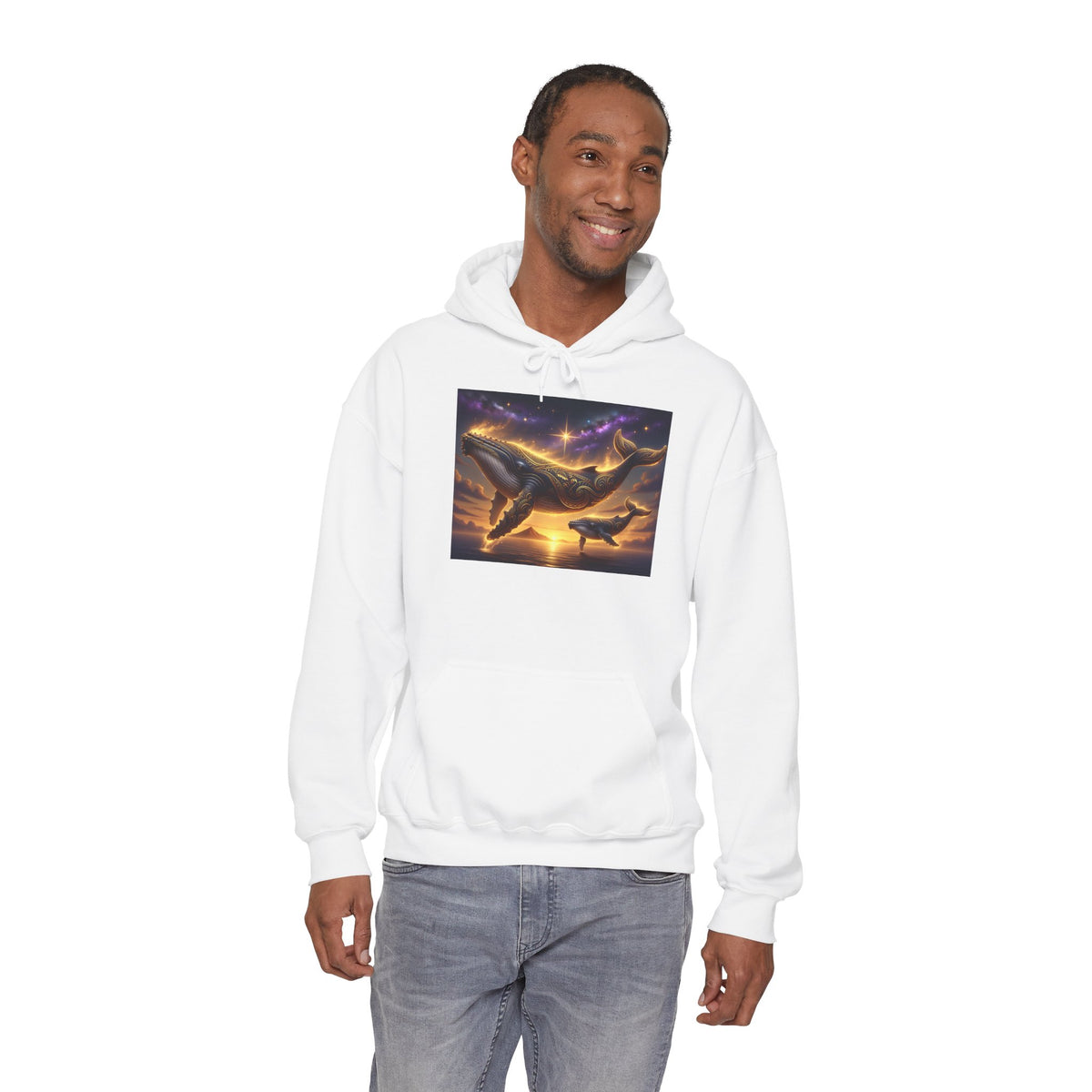 Sunset Whale Hoodie — Ocean Sunset Whale Art Pullover