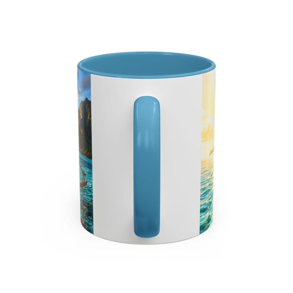 Tropical Canoe Coffee Mug — Ocean Dolphin Sunrise Scenic Mug (11/15oz)