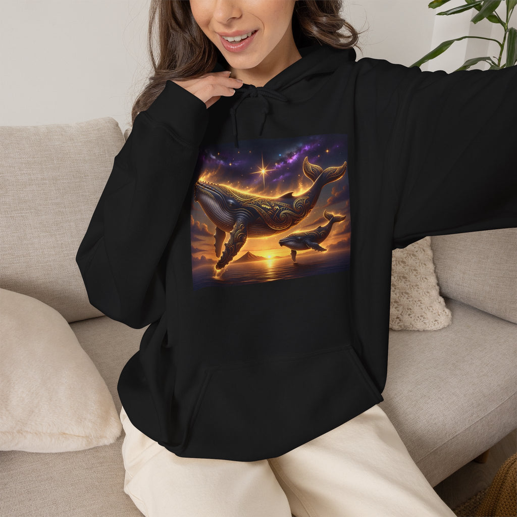 Sunset Whale Hoodie — Ocean Sunset Whale Art Pullover