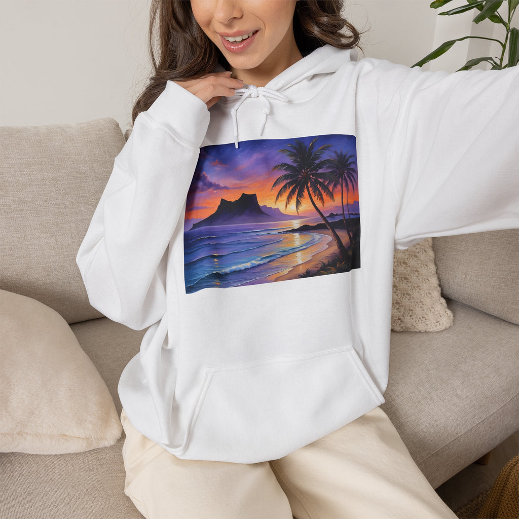 Sunset Beach Hoodie — Tropical Palm Sunset Graphic Sweatshirt