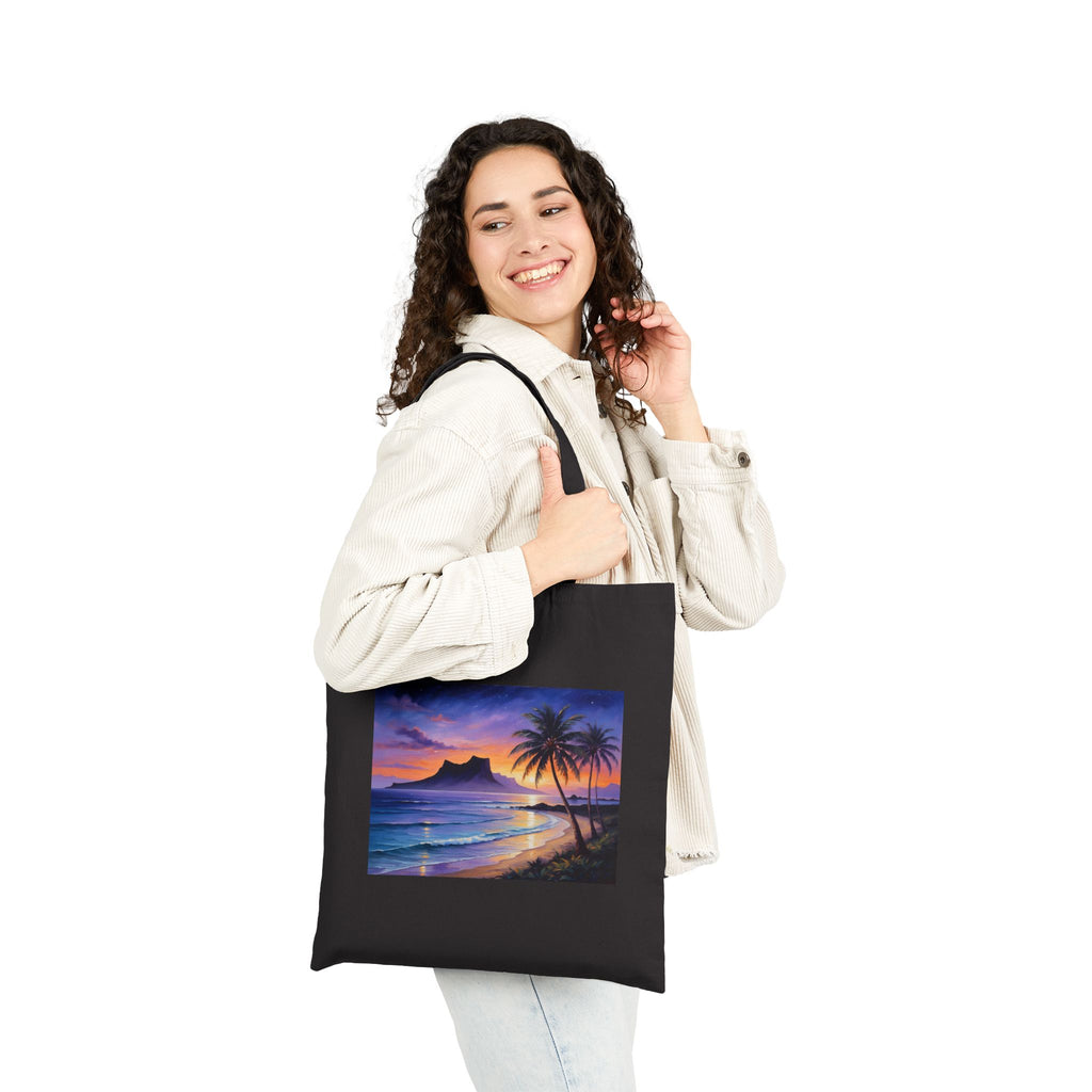 Tote Bag - Tropical Sunset Beach Scene Canvas Tote