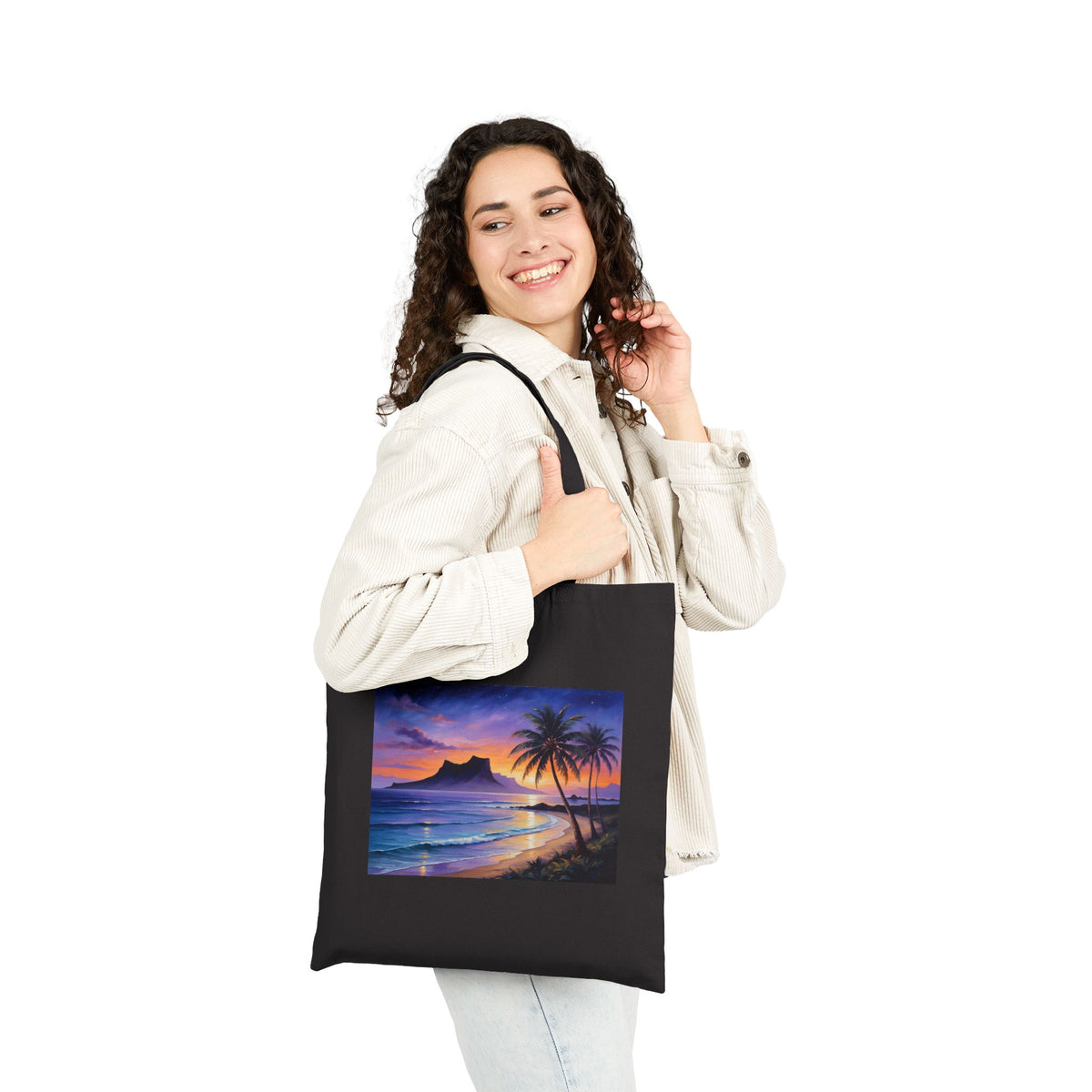 Tote Bag - Tropical Sunset Beach Scene Canvas Tote