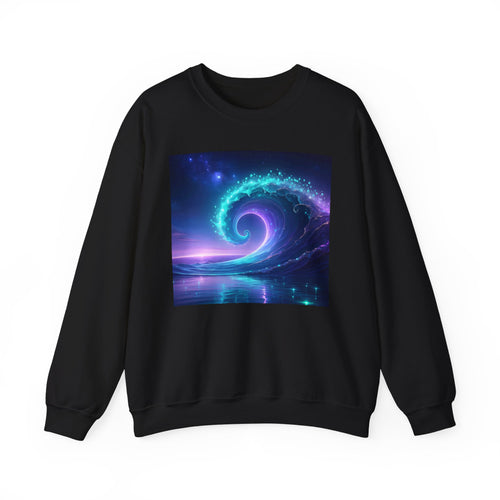 Cosmic Wave Crewneck Sweatshirt — Galaxy Spiral Graphic