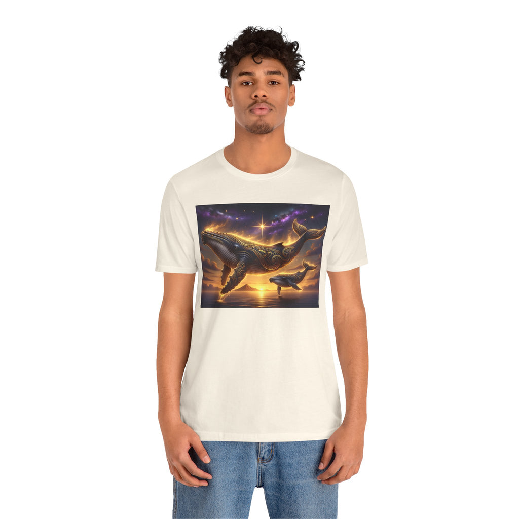 Sunset Whale Family T‑Shirt — Ocean Whale Scene Tee