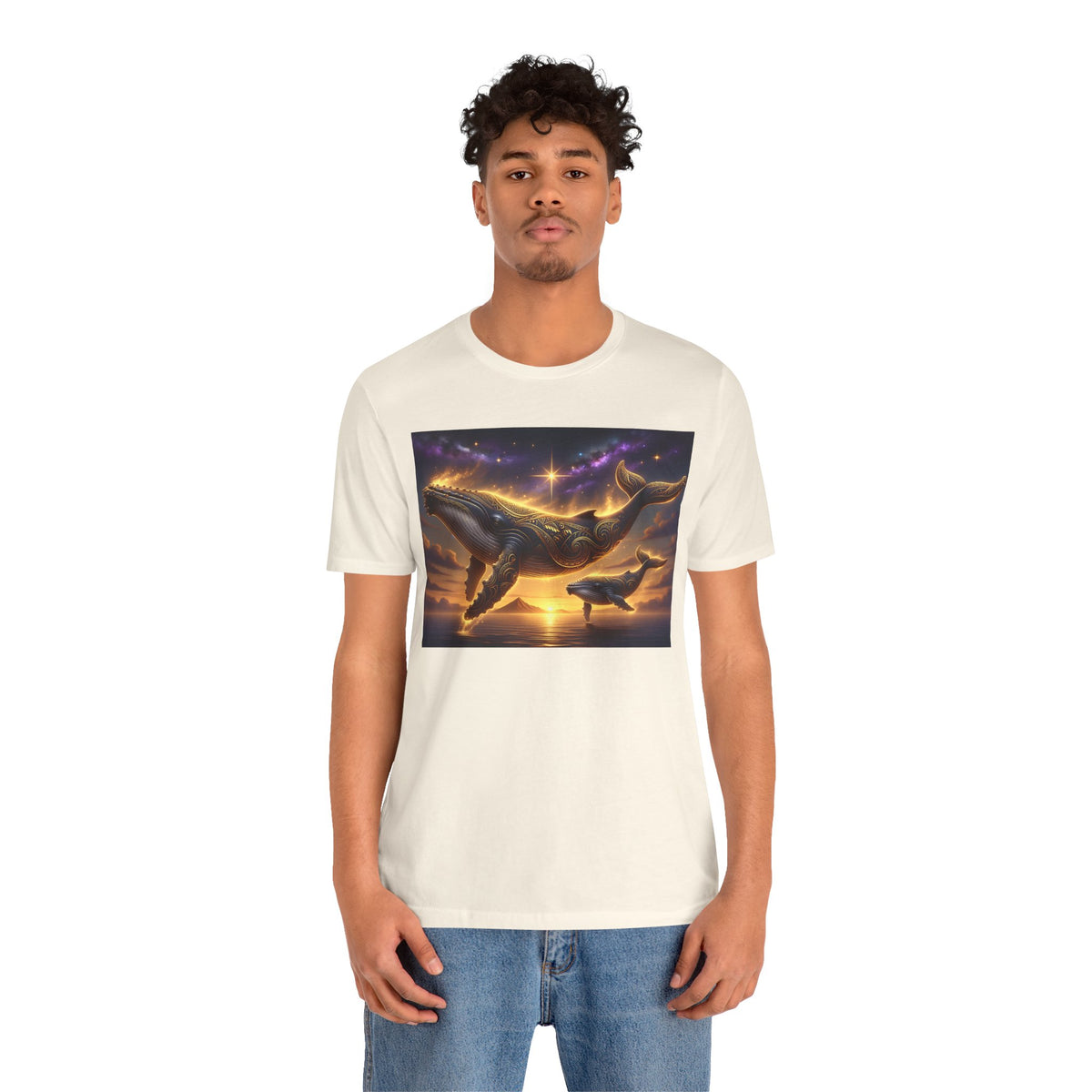 Sunset Whale Family T‑Shirt — Ocean Whale Scene Tee