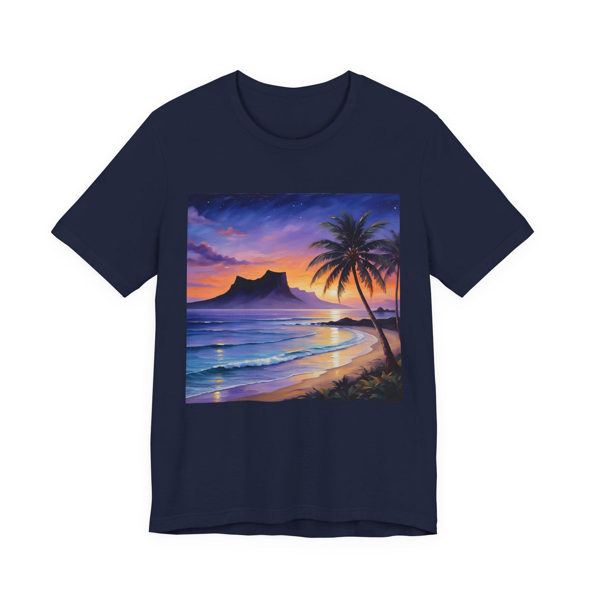 Sunset Beach Palm T-Shirt — Tropical Island Sunset Graphic Tee