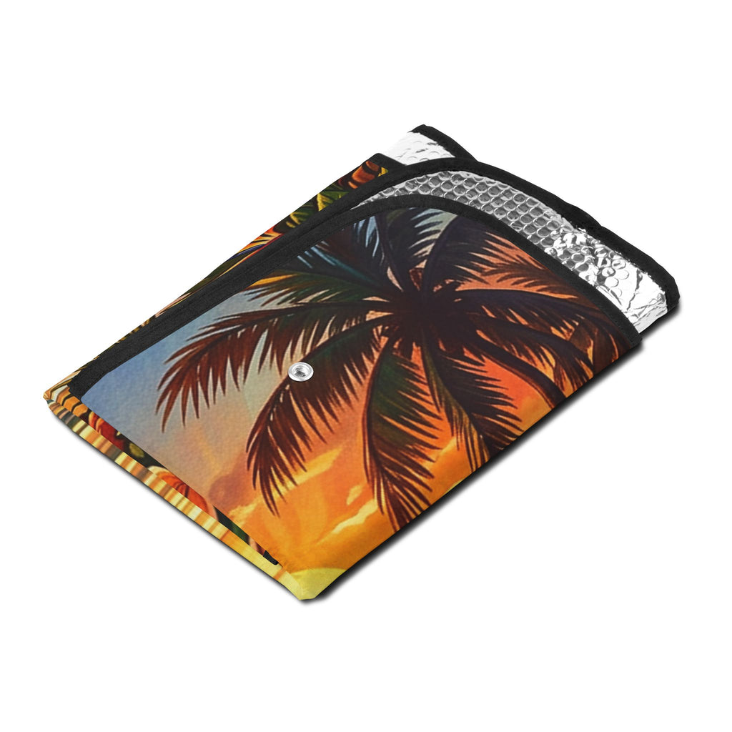Lion Sunset Beach Car Sun Shade — Tropical Auto Windshield Protector