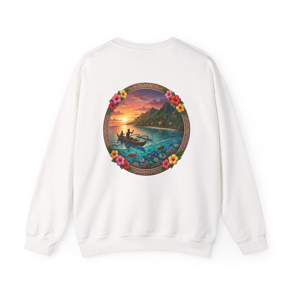 Sunset Island Crewneck Sweatshirt — Tropical Ocean Scenic Graphic