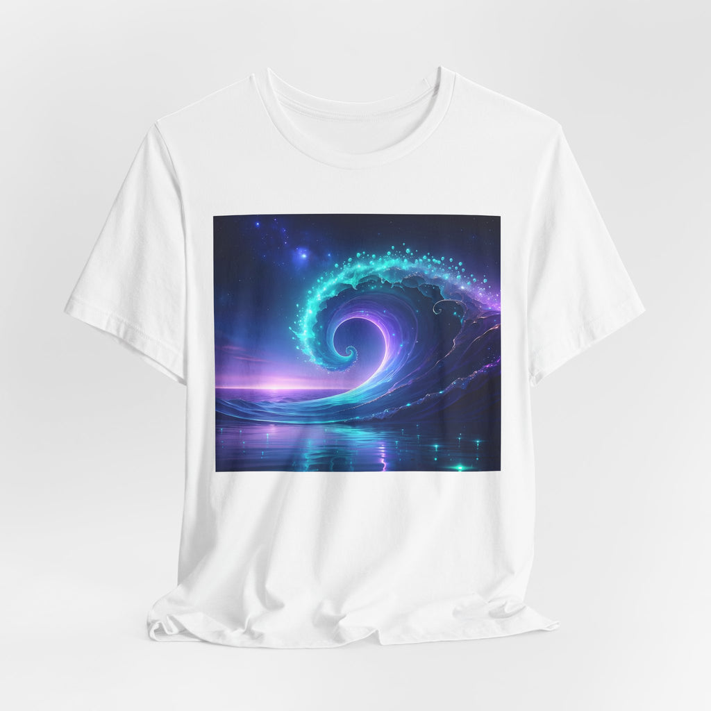 Cosmic Wave Graphic Tee — Neon Surf Ocean T-Shirt