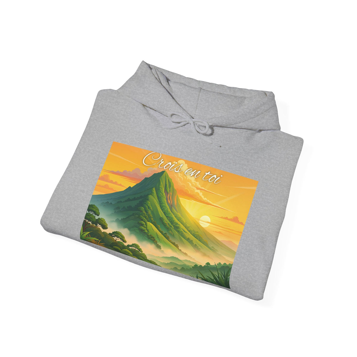 Sunset Mountain Hoodie - Serene Landscape Graphic Sweatshirt
