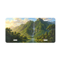 Tropical Waterfall Vanity Plate — Scenic Mountain & Palm License Plate