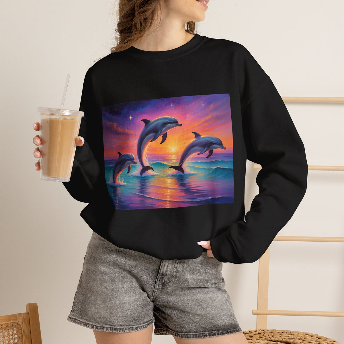 Dolphin Sunset Crewneck Sweatshirt