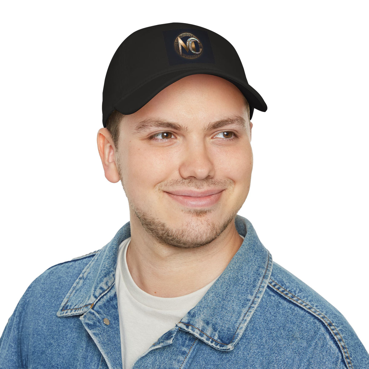 Low-profile baseball cap with gold and pearl emblem—bold minimalist hat