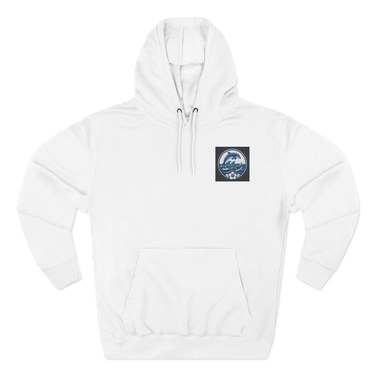 Dolphin Wave Fleece Hoodie — Coastal Hibiscus Graphic