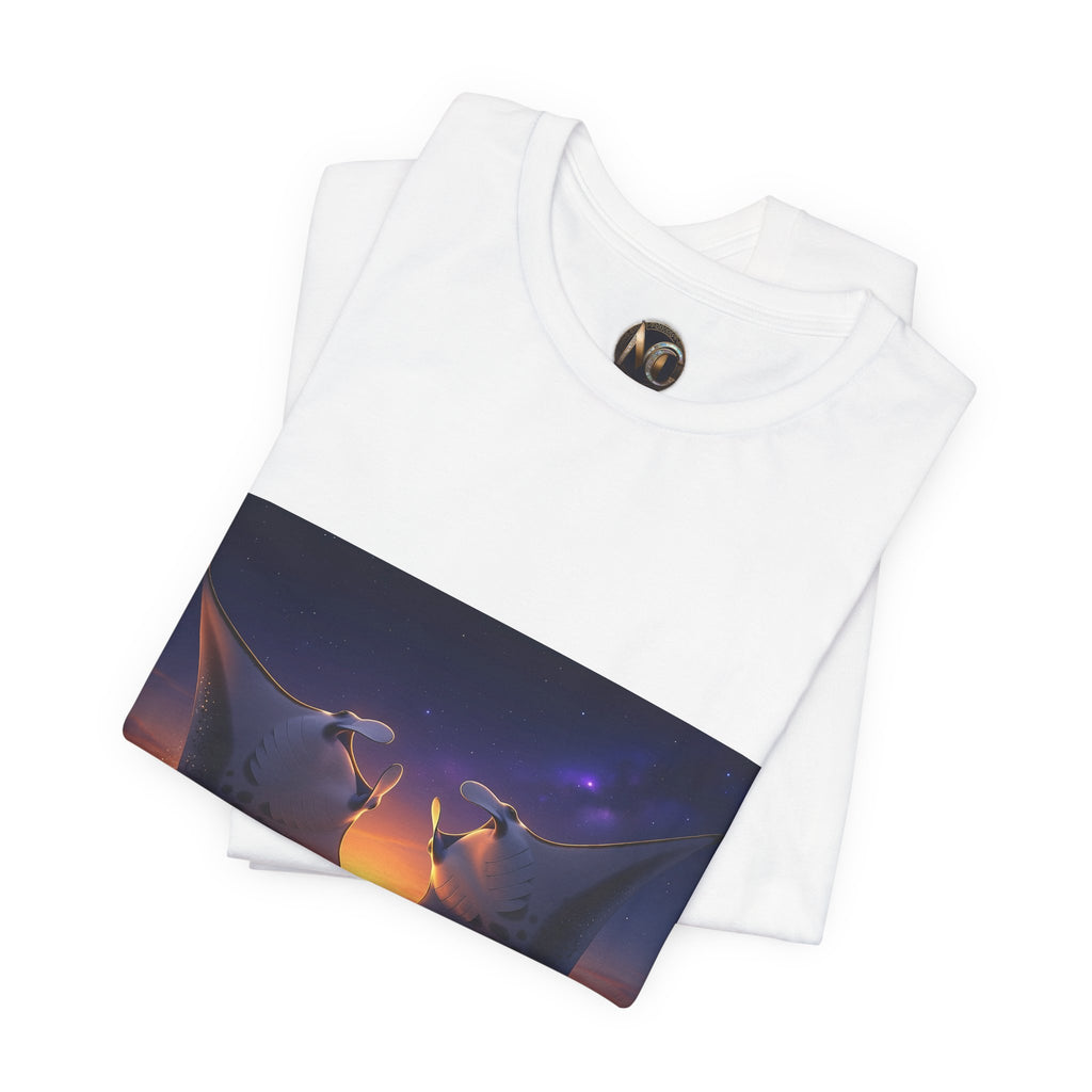 Sunset Manta Rays Graphic Tee — Ocean Sunset Dolphin-Style Art Shirt