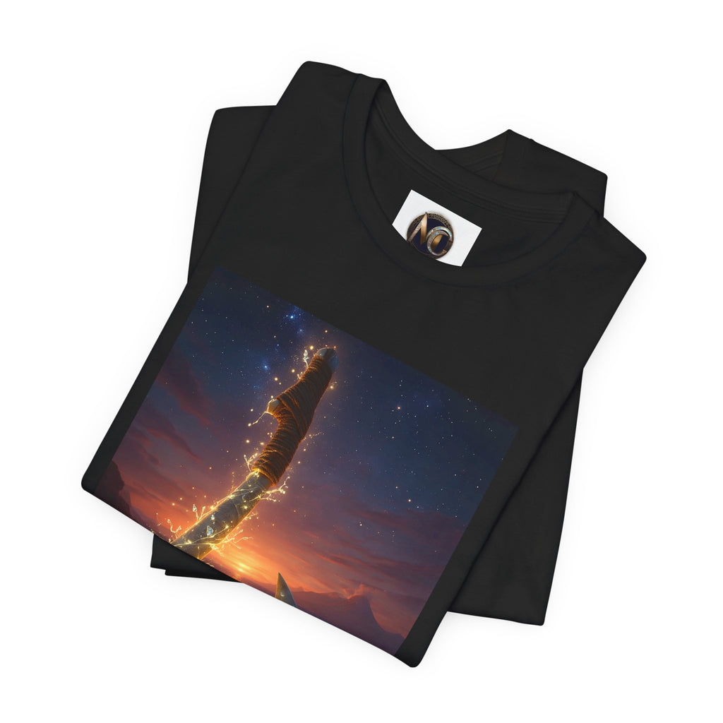 Fiery Hook Graphic Tee — Flaming Fishing Hook Sunset T-Shirt