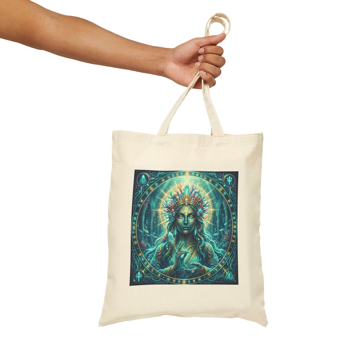 Mystic Goddess Canvas Tote - Boho Spiritual Art Cotton Bag