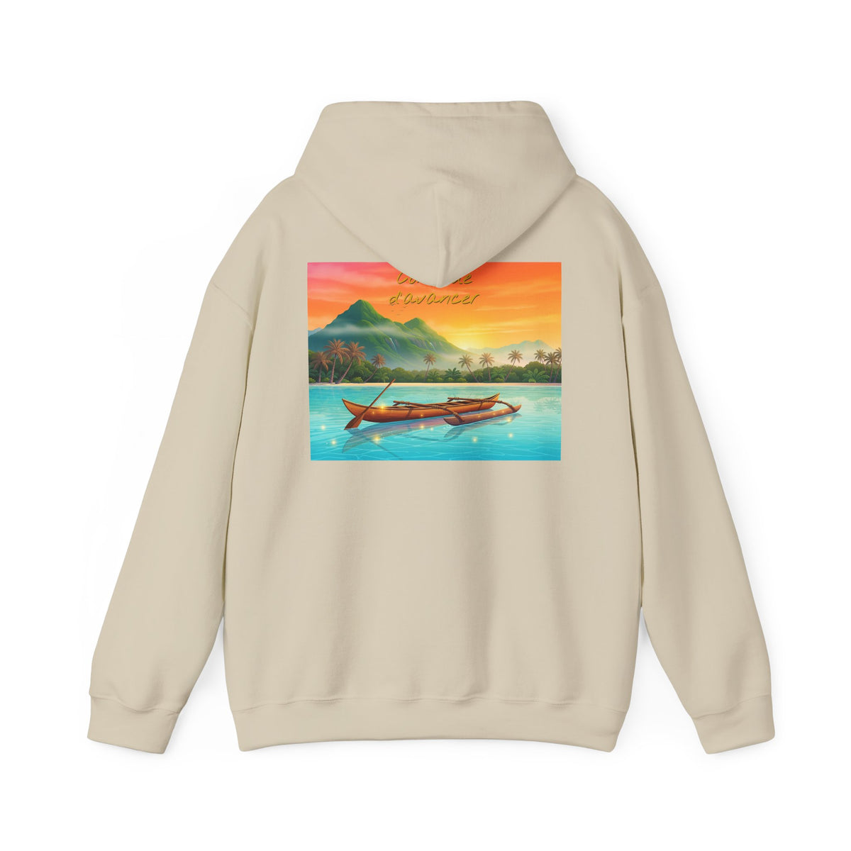 Tropical Sunset Hoodie — Scenic Boat & Island Print