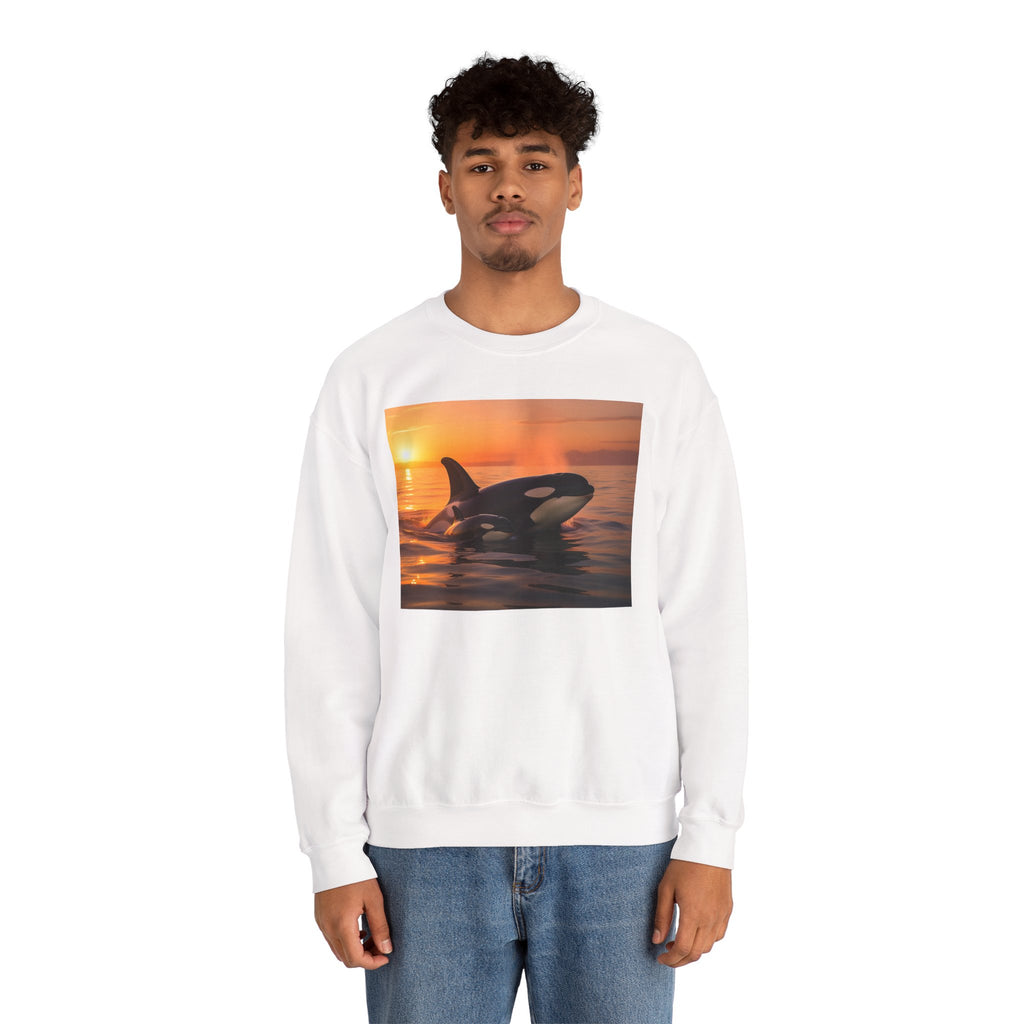 Orca Sunset Crewneck Sweatshirt — Killer Whale Photo Sweatshirt