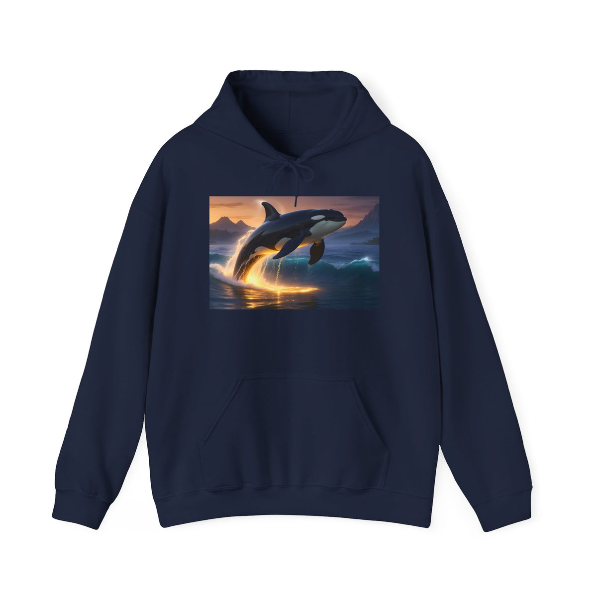 Orca Sunset Hoodie — Majestic Whale Jump Graphic Sweatshirt
