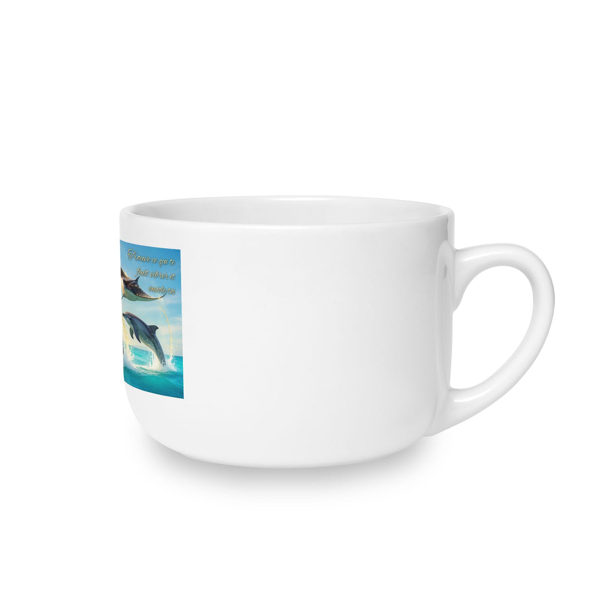 Dolphin & Manta Ocean Scene 25oz Ceramic Latte Mug
