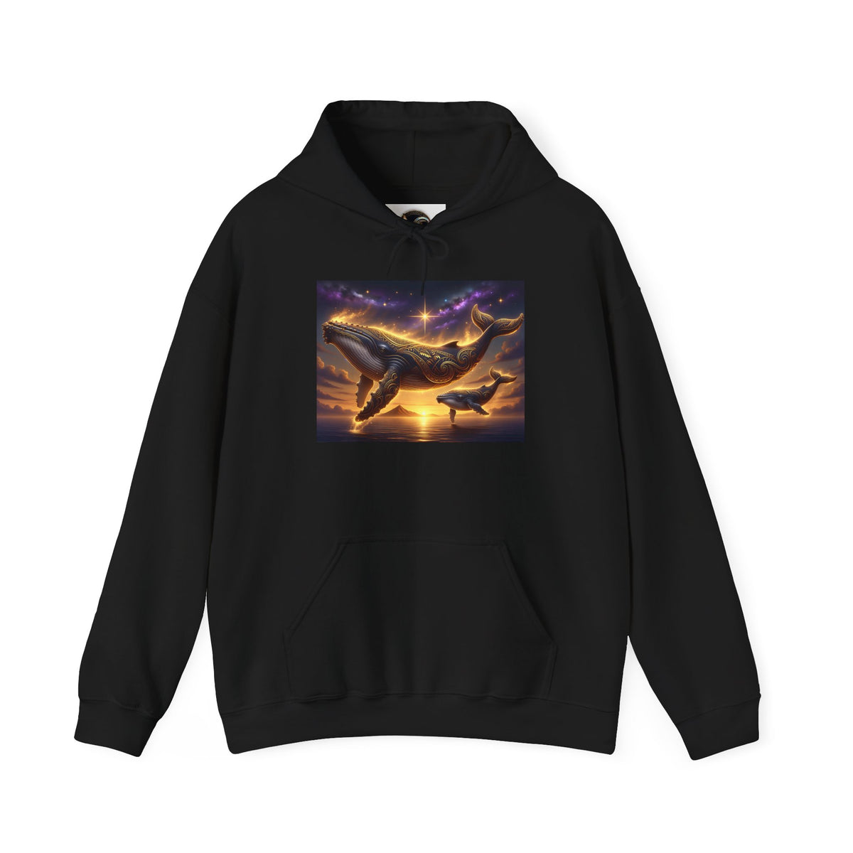 Sunset Whale Hoodie — Ocean Sunset Whale Art Pullover